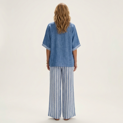 Juliana | Varsity Top & Stripe Wide-Leg Set