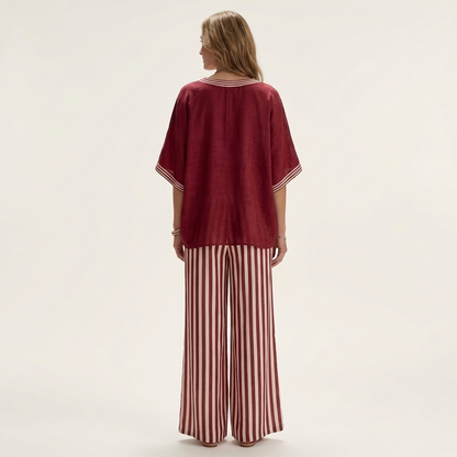 Juliana | Varsity Top & Stripe Wide-Leg Set