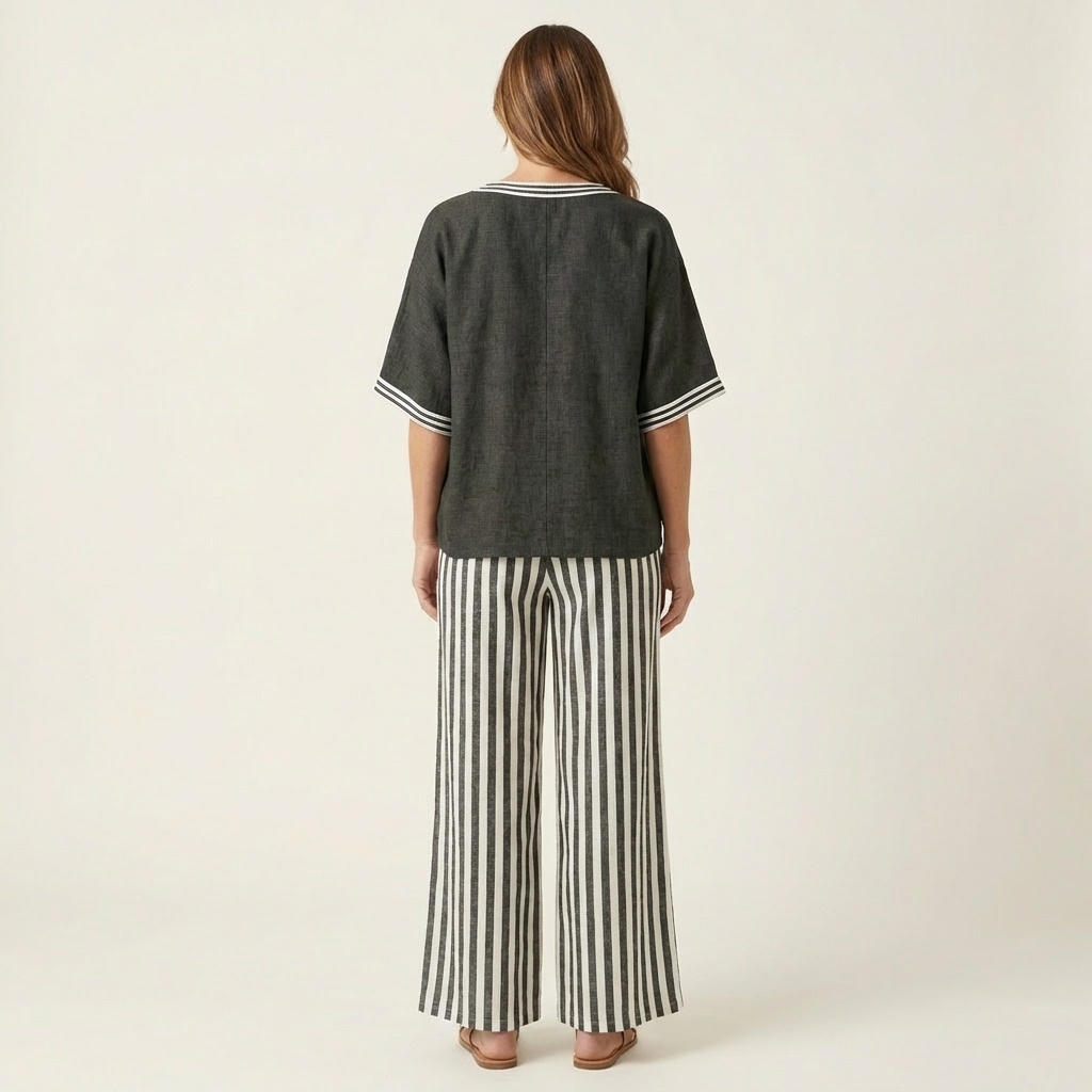 Juliana | Varsity Top & Stripe Wide-Leg Set