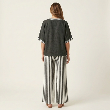 Juliana | Varsity Top & Stripe Wide-Leg Set