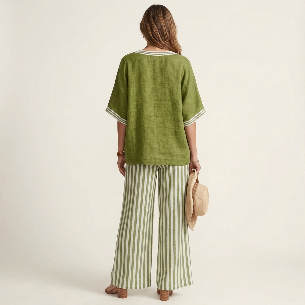 Juliana | Varsity Top & Stripe Wide-Leg Set