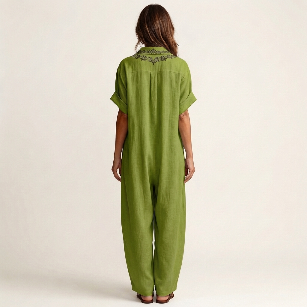 Amarina | Embroidered Linen Maxi Dress