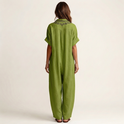 Amarina | Embroidered Linen Maxi Dress