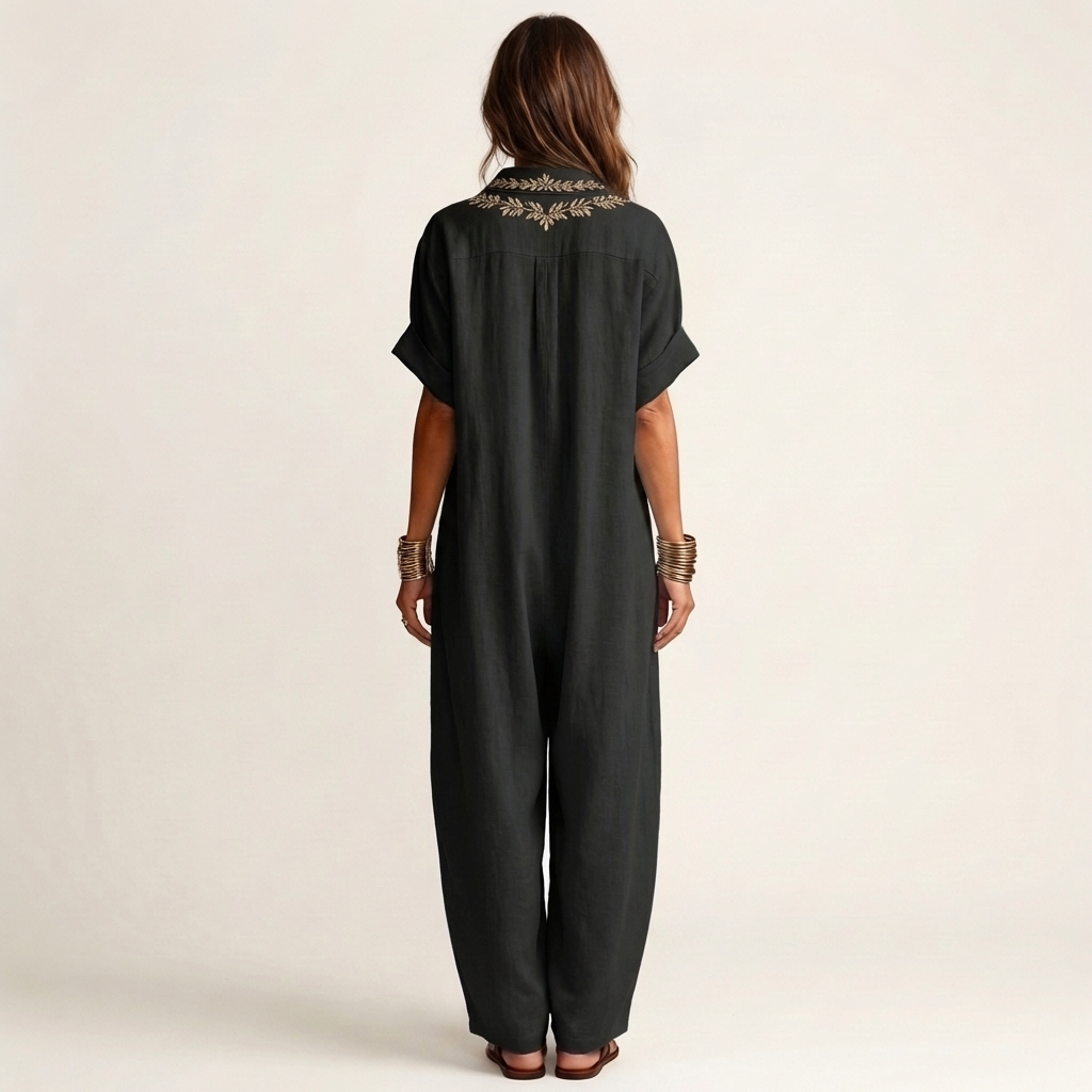 Amarina | Embroidered Linen Maxi Dress