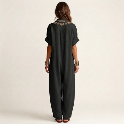 Amarina | Embroidered Linen Maxi Dress