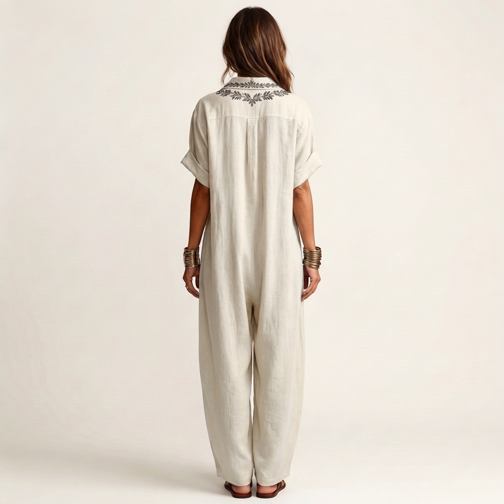 Amarina | Embroidered Linen Maxi Dress