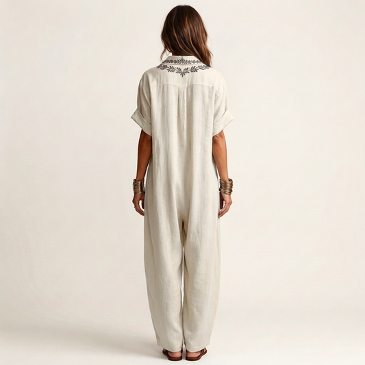 Amarina | Embroidered Linen Maxi Dress