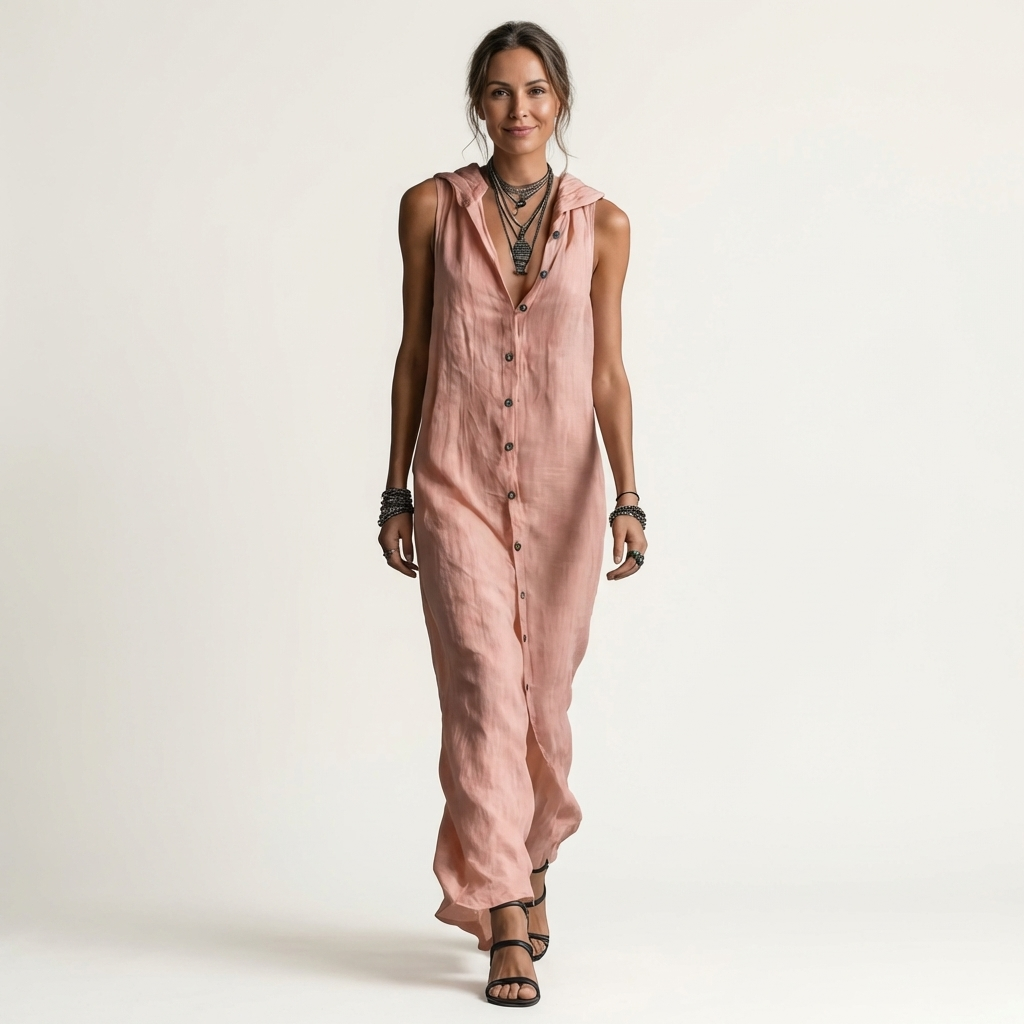 Mirabell | Hooded Sleeveless Linen Maxi Dress
