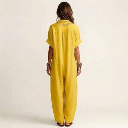 Amarina | Embroidered Linen Maxi Dress