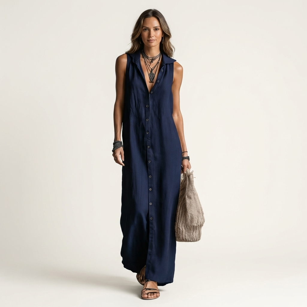 Mirabell | Hooded Sleeveless Linen Maxi Dress