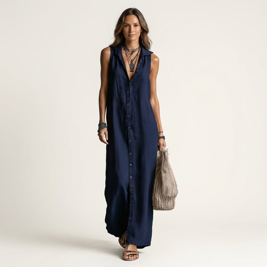 Mirabell | Hooded Sleeveless Linen Maxi Dress