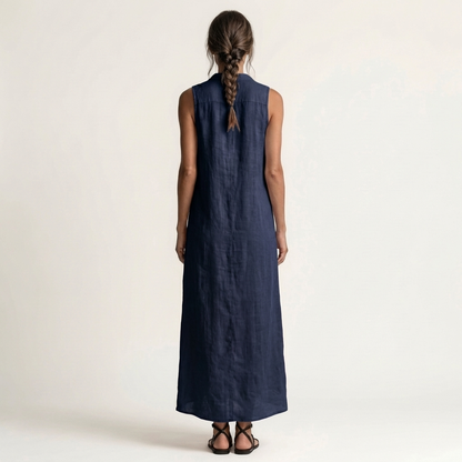 Mirabell | Hooded Sleeveless Linen Maxi Dress
