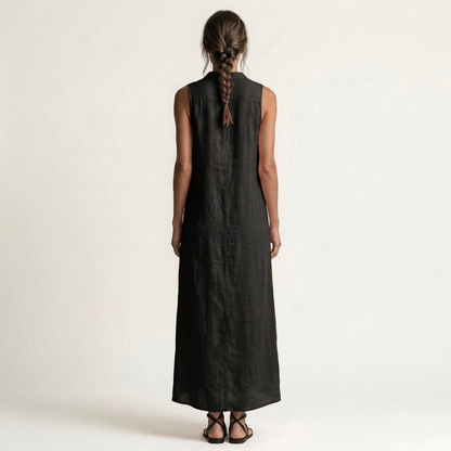 Mirabell | Hooded Sleeveless Linen Maxi Dress