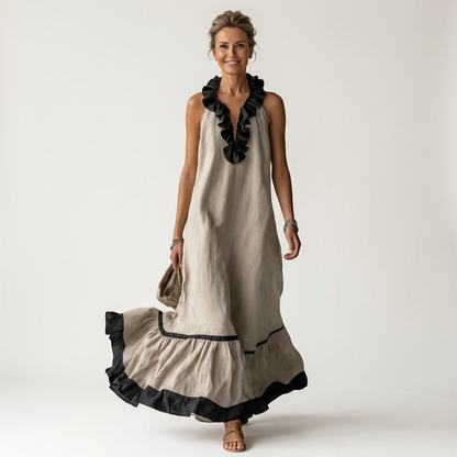 Mayline | Ruffle-Neck Maxi Dress