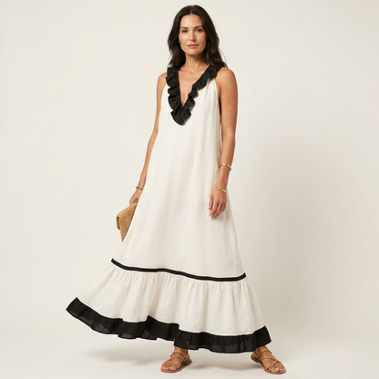 Mayline | Ruffle-Neck Maxi Dress