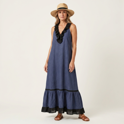 Mayline | Ruffle-Neck Maxi Dress
