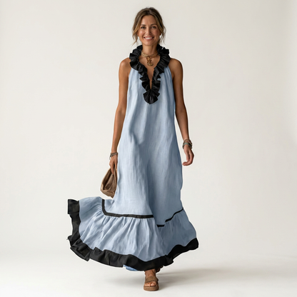 Mayline | Ruffle-Neck Maxi Dress