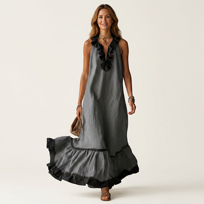 Mayline | Ruffle-Neck Maxi Dress
