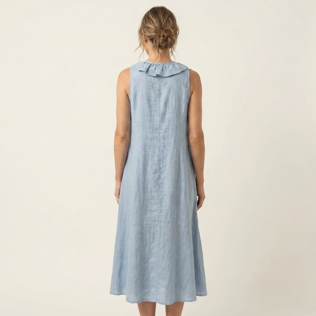 Vicky | Ruffle-Front Linen Maxi Dress