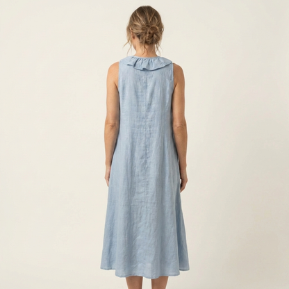 Vicky | Ruffle-Front Linen Maxi Dress