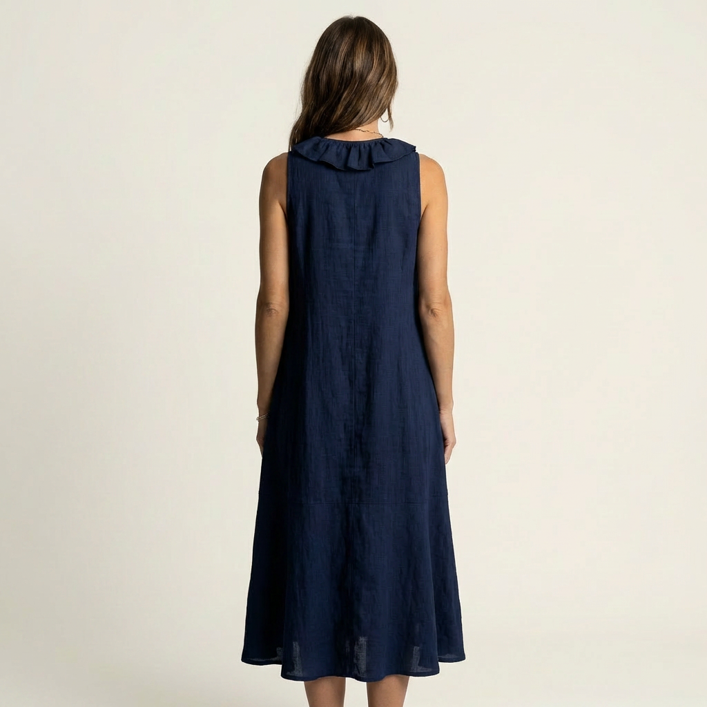 Vicky | Ruffle-Front Linen Maxi Dress