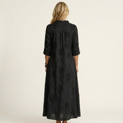Mariam | Embroidered Cotton-Linen Maxi Dress