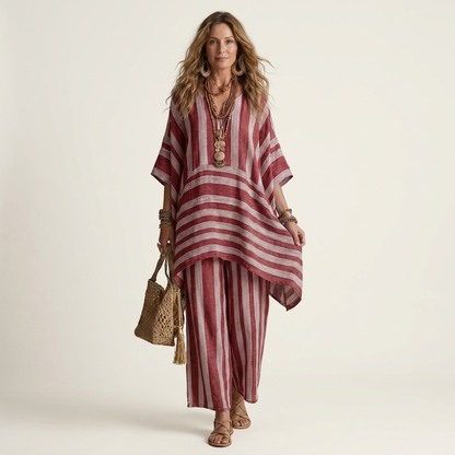 Kiara | Striped Cotton-Linen Set