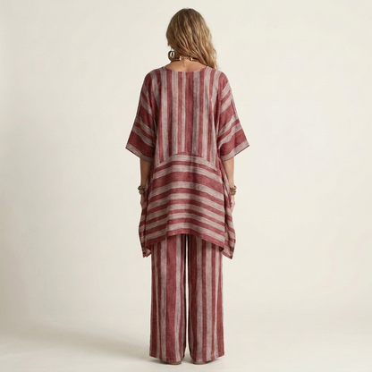 Kiara | Striped Cotton-Linen Set