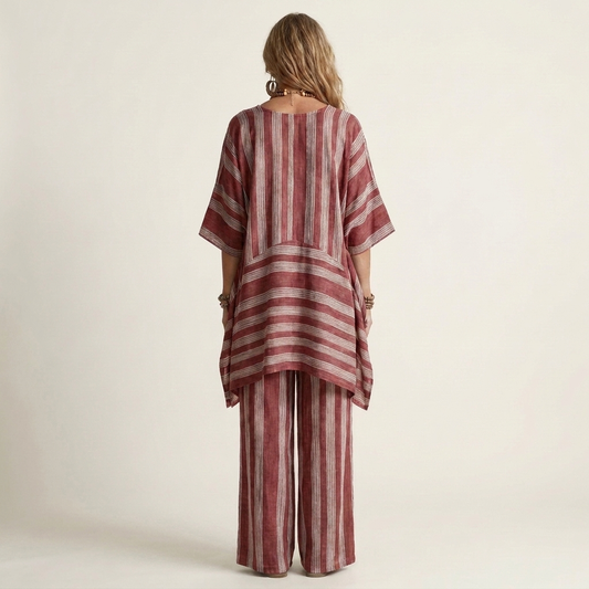 Kiara | Striped Cotton-Linen Set