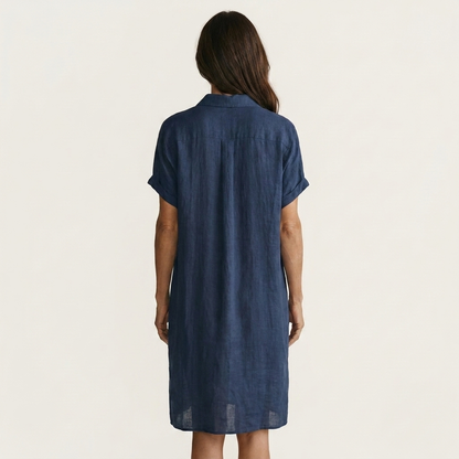 Nidalie | Cotton-Linen Midi Shirt Dress