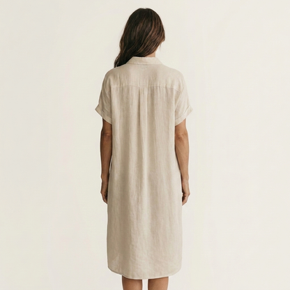 Nidalie | Cotton-Linen Midi Shirt Dress