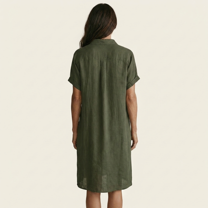 Nidalie | Cotton-Linen Midi Shirt Dress