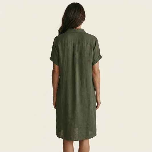 Nidalie | Cotton-Linen Midi Shirt Dress