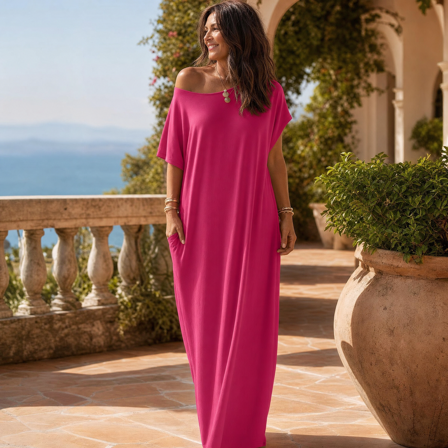 Oversized Off-Shoulder Casual Dress