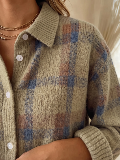 Wilma | Cozy Checked Knit Cardigan
