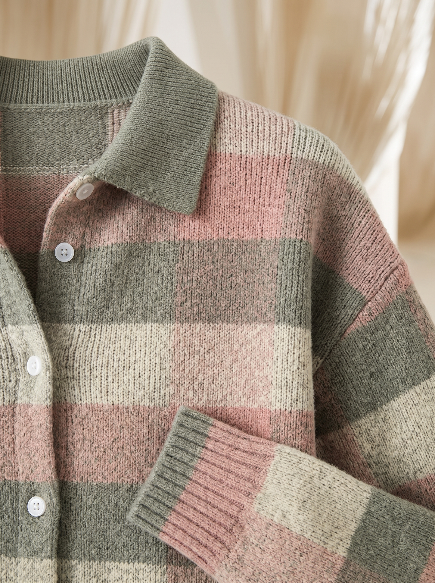 Hattie | Pastel Plaid Knit Cardigan