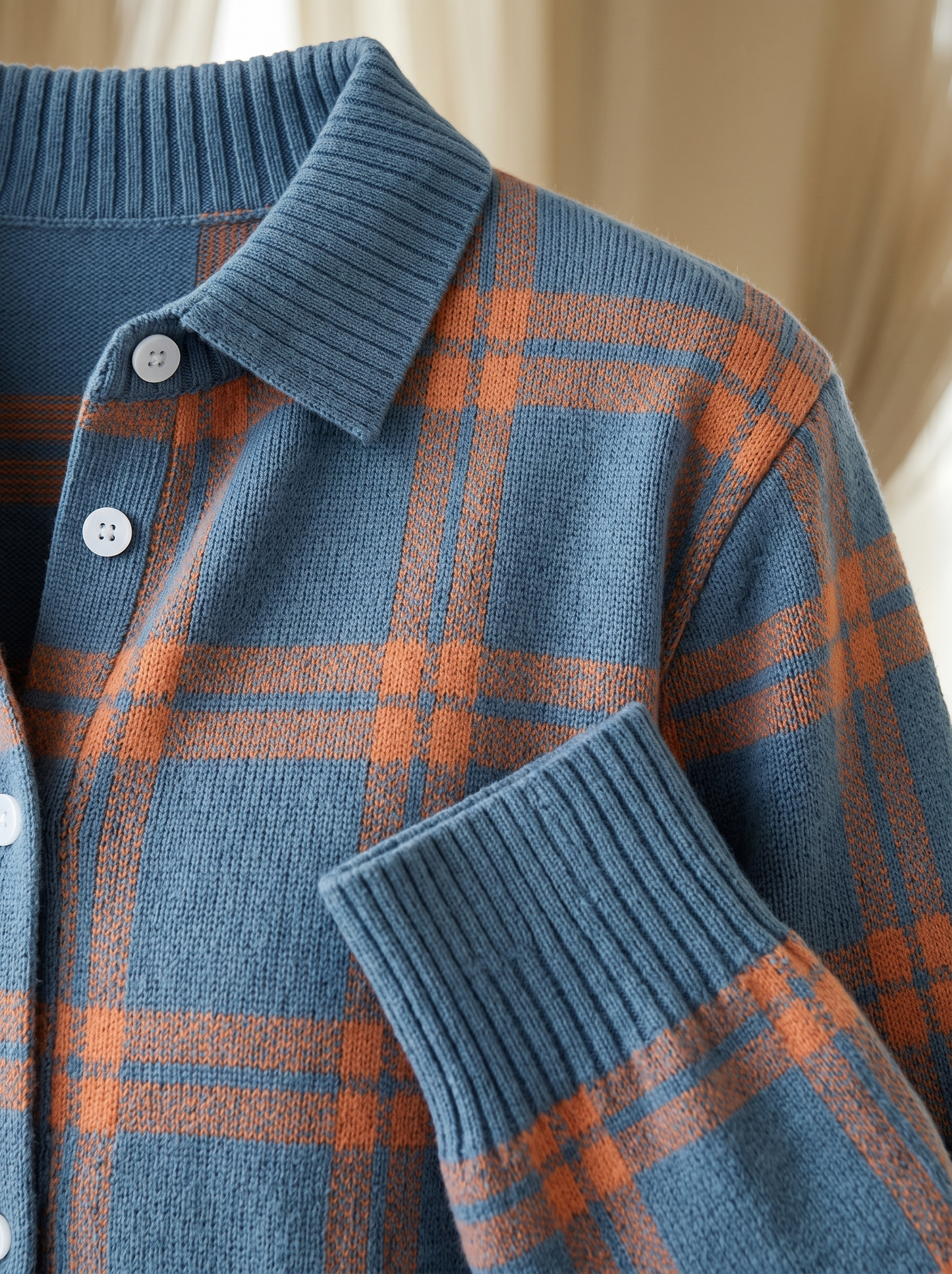 Ruby | Warm Blue Check Cardigan