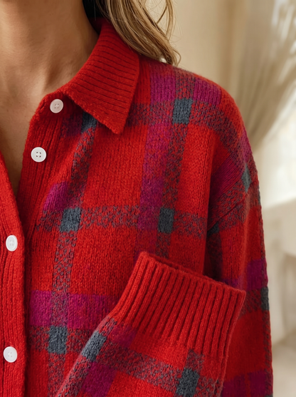 Ethel | Soft Plaid Button Cardigan