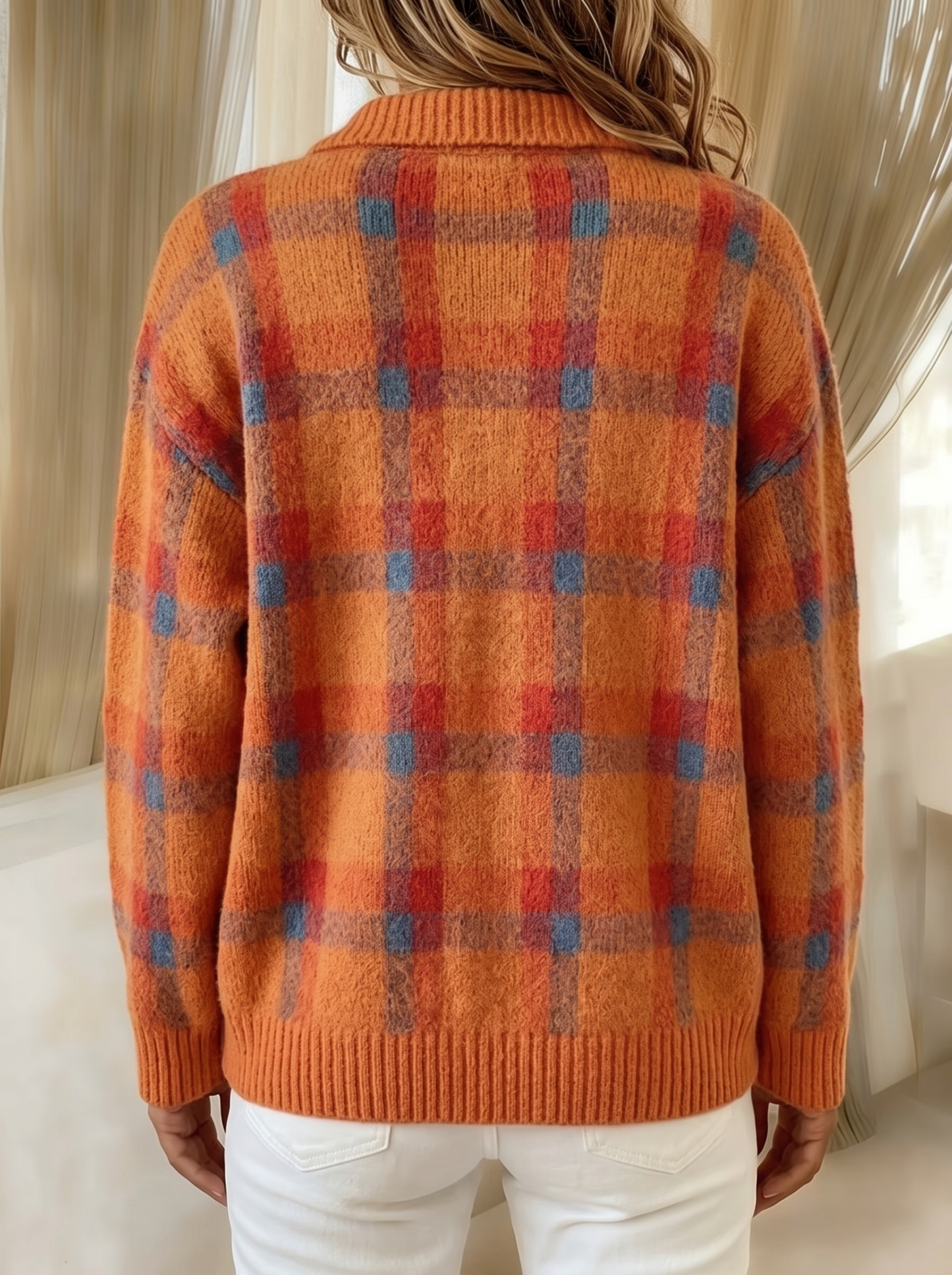 Sadie | Plaid Button-Up Knit Cardigan
