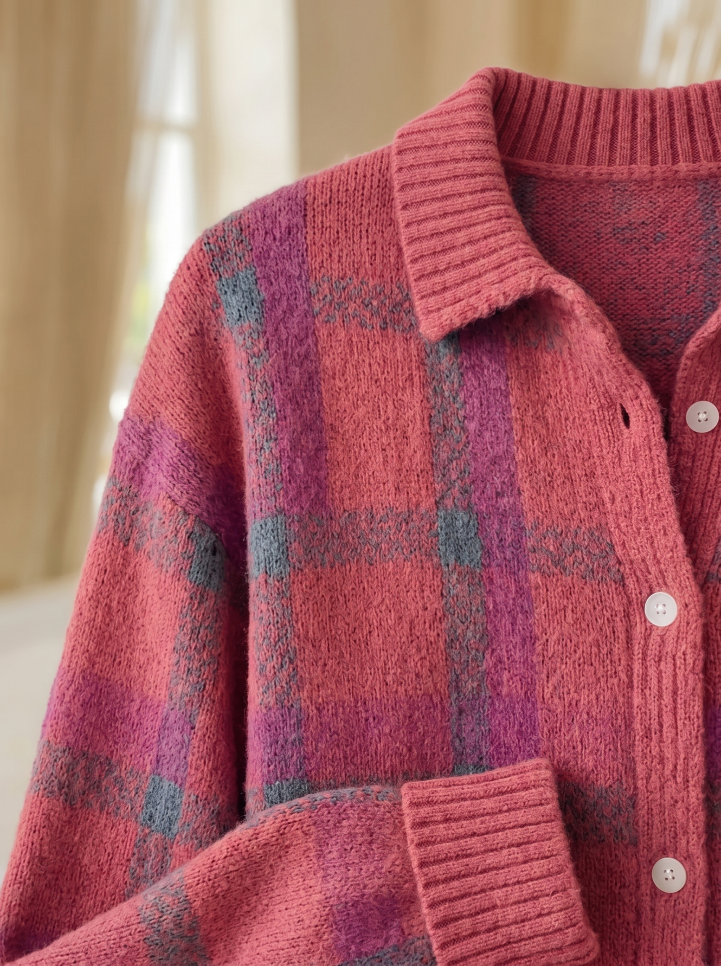 Nola | Classic Collared Plaid Cardigan