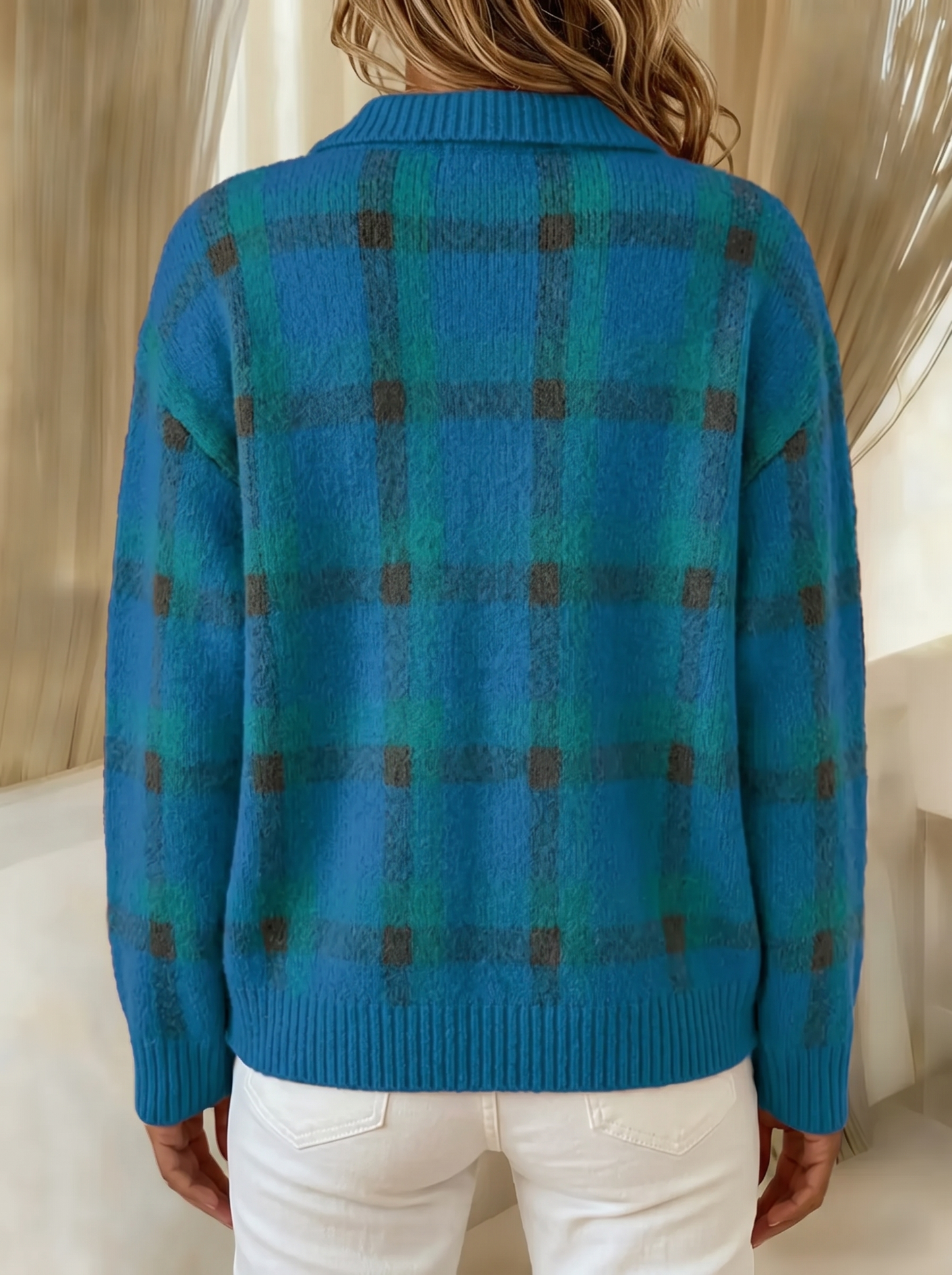 Lois | Brushed Knit Plaid Cardigan