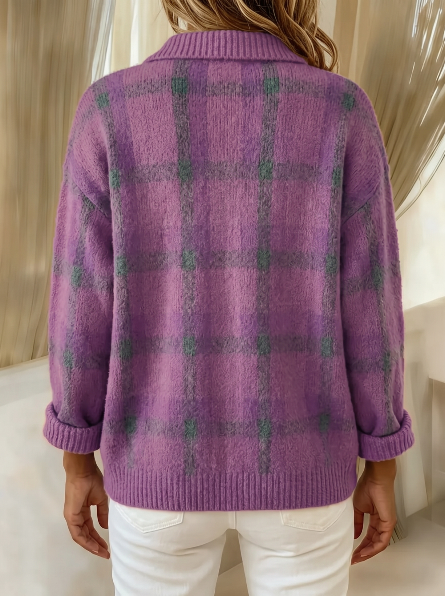 Velma | Relaxed Fit Checked Cardigan