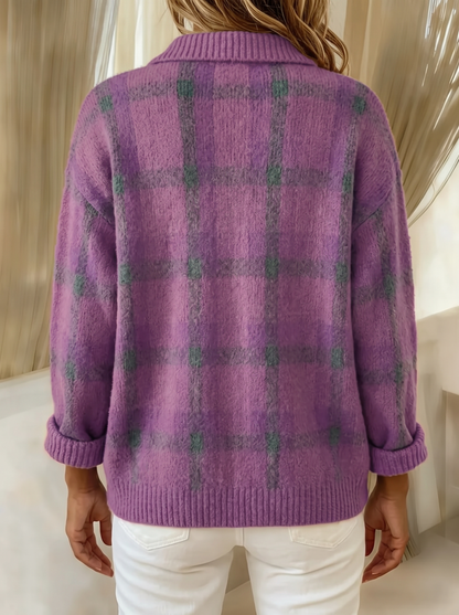 Velma | Relaxed Fit Checked Cardigan
