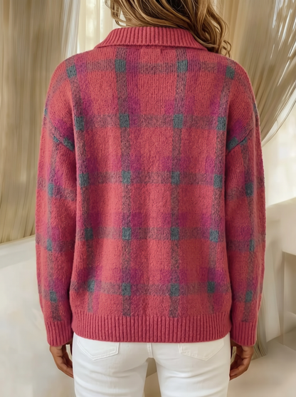 Nola | Classic Collared Plaid Cardigan