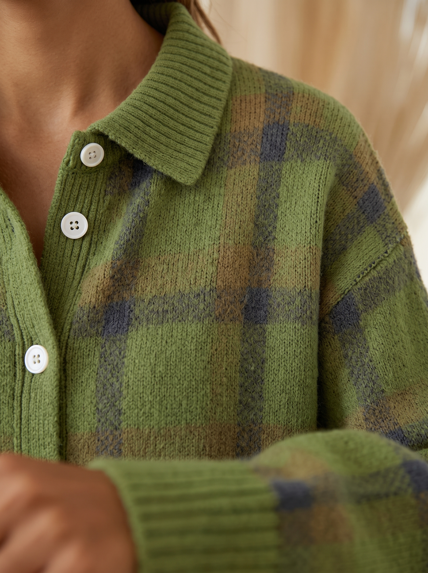 Goldie | Everyday Cozy Plaid Button Cardigan