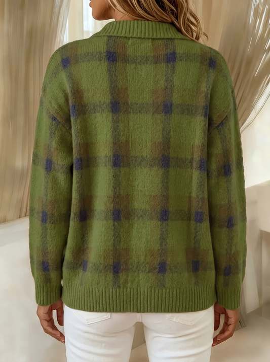Goldie | Everyday Cozy Plaid Button Cardigan