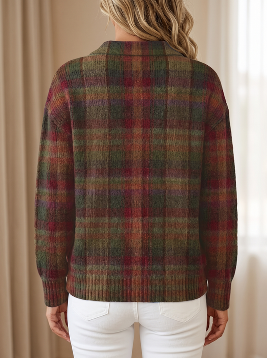 Cornelia | Classic Plaid Knit Cardigan