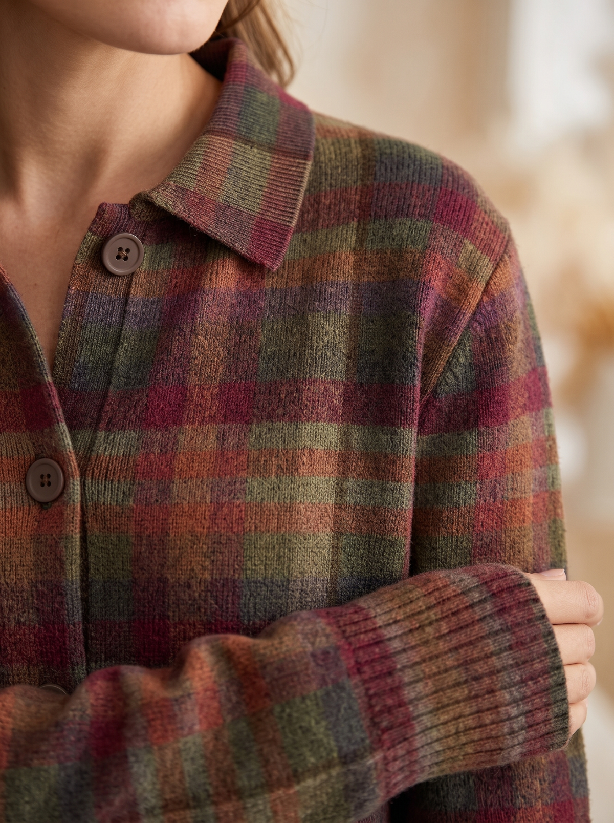 Cornelia | Classic Plaid Knit Cardigan