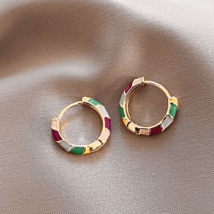 Golden Enamel Earrings