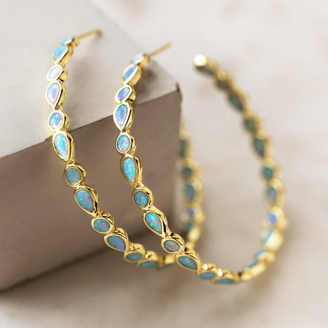 Blue Opal Ring Earrings